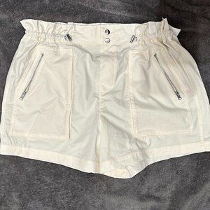 high rise cream shorts